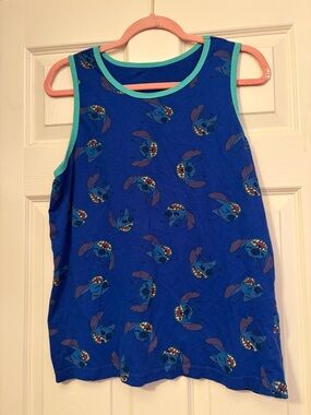 Disney Blue Lilo & Stitch Graphic Tank with Aqua Trim